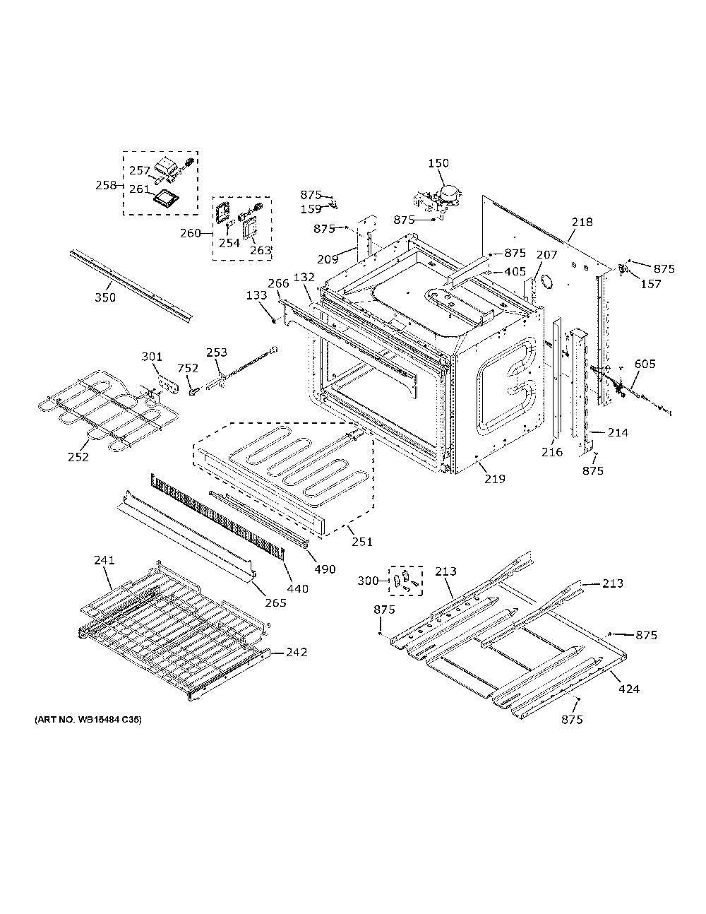 Lower Oven Diagram and Parts List for JTD5000DN3BB  General Electric Wall Oven