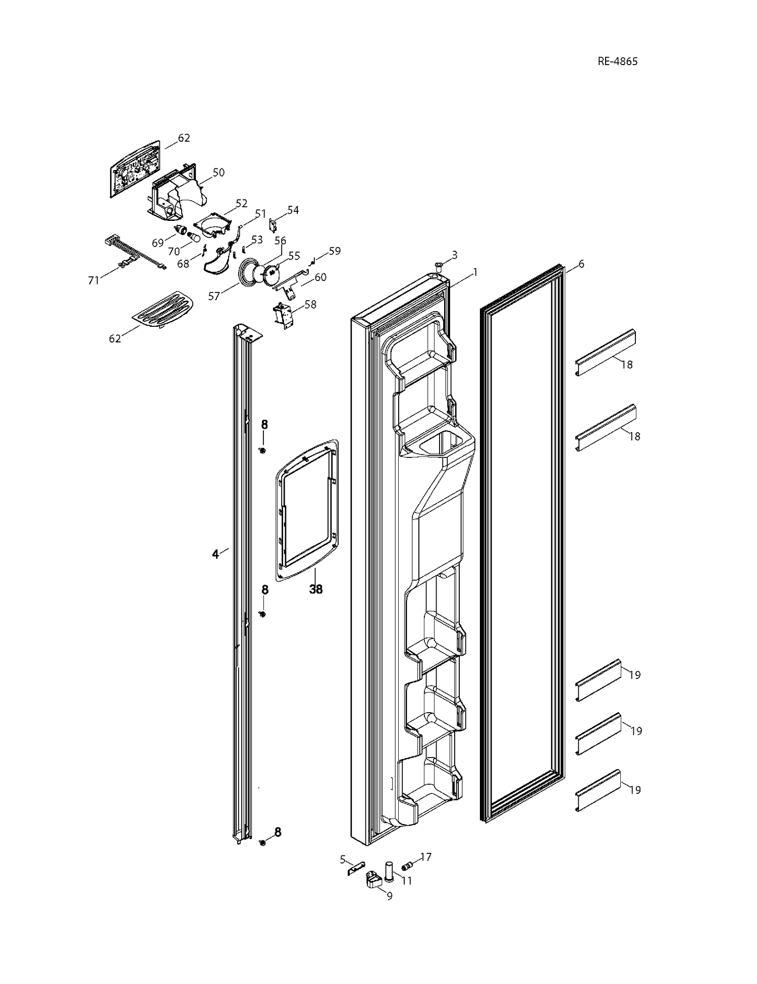 FZ DOOR Diagram and Parts List for GSRS3KLXGFSV  General Electric Refrigerator
