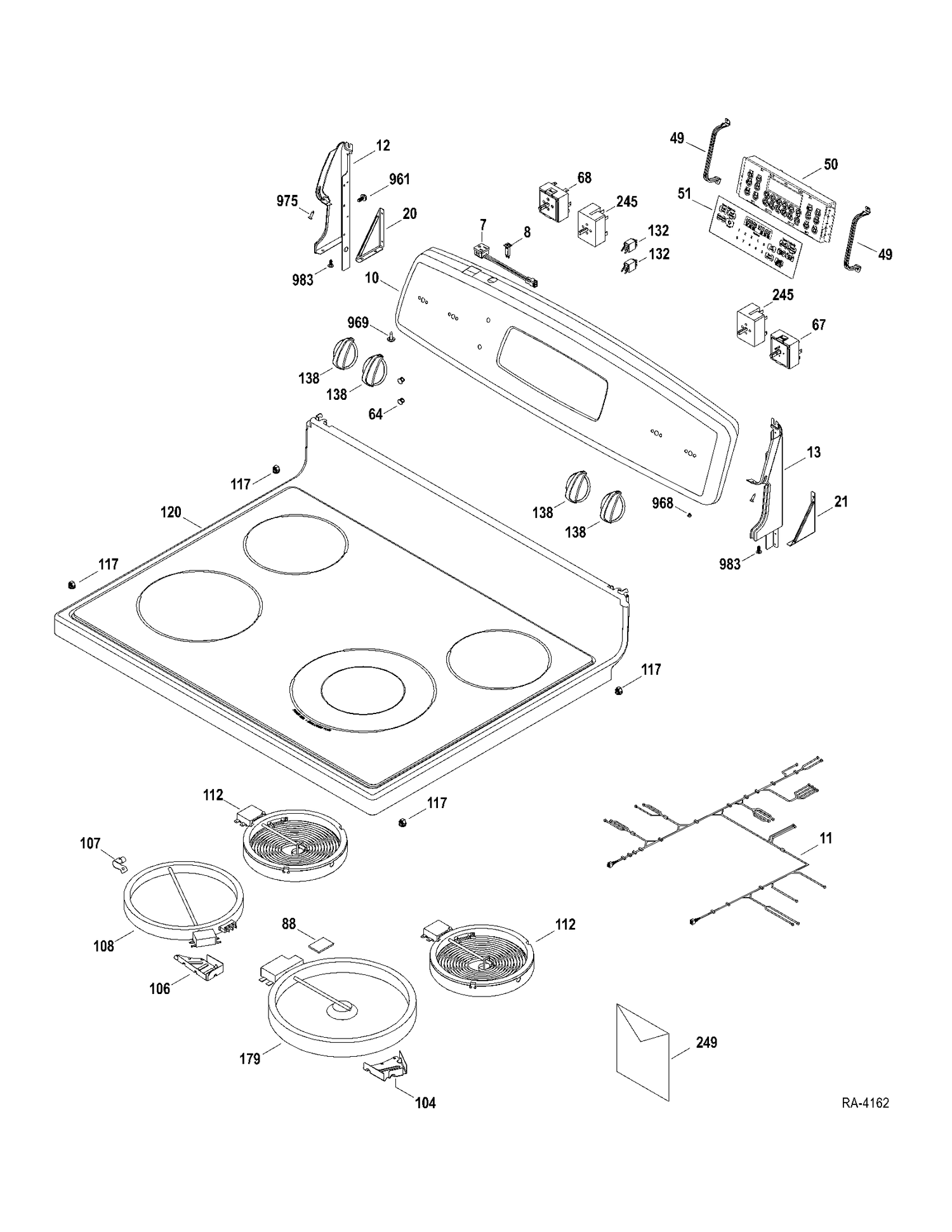 CONTROLS-COOKTOP Diagram and Parts List for JCBP670DT1WW  General Electric Range