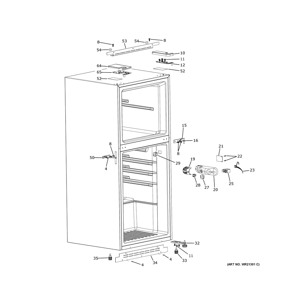 Cabinet Diagram and Parts List for PPV08R5YRBSS  General Electric Refrigerator