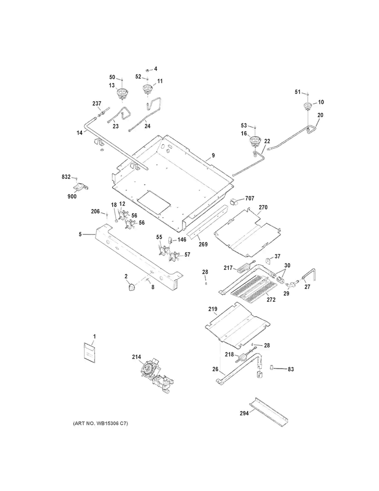 Gas & Burner Parts Diagram and Parts List for JGB640DEF1BB  General Electric Range