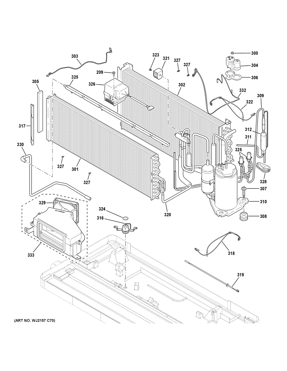 Sealed System Diagram and Parts List for AZVS15EMXWAK1  General Electric Air Conditioner