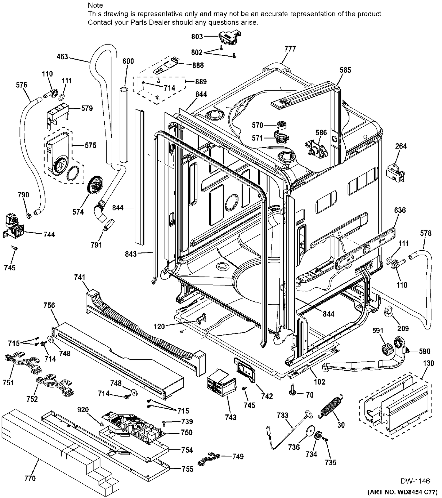 BODY PARTS 1 Diagram and Parts List for ZDT975SSJ0SS  General Electric Dishwasher
