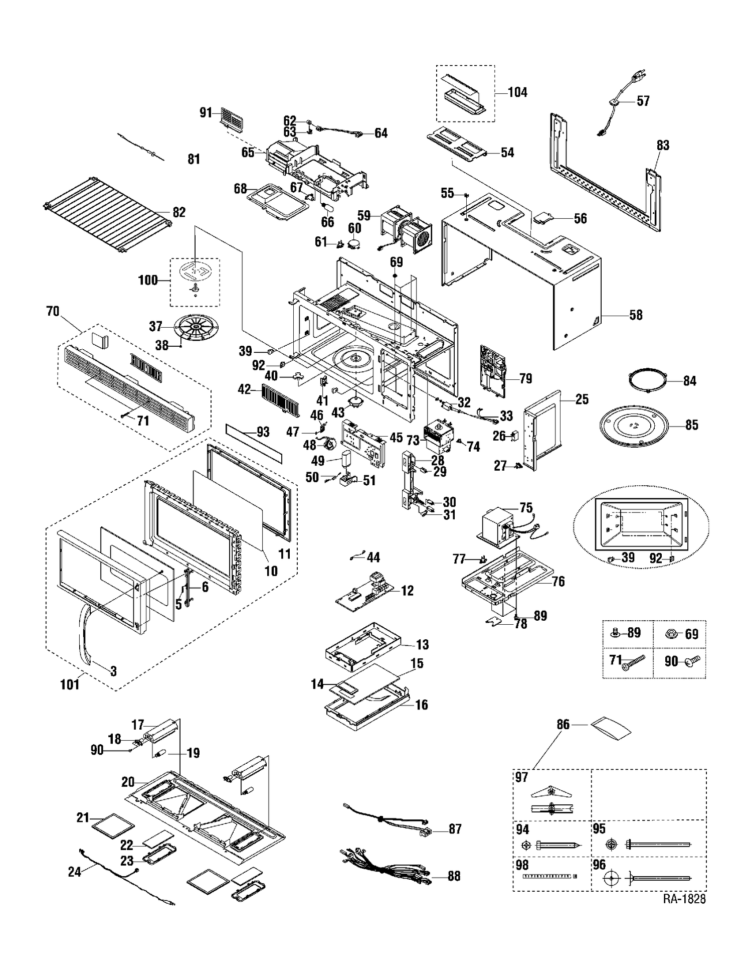MICROWAVE Diagram and Parts List for JVM1660BBC05  General Electric Microwave