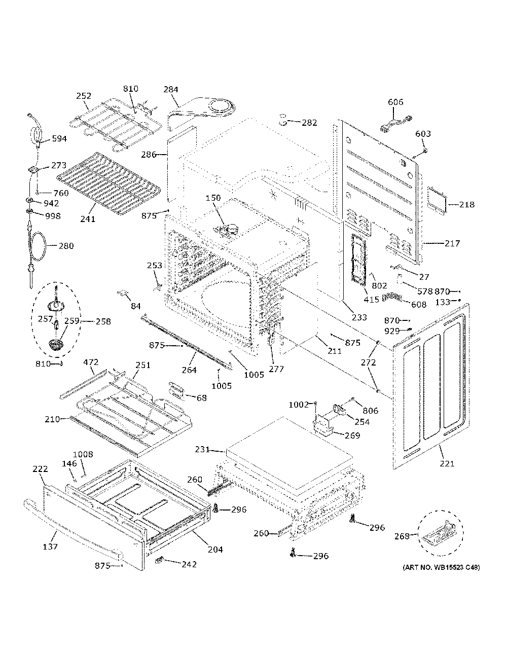 Body Parts Diagram and Parts List for PHS930BP8TS  General Electric Range
