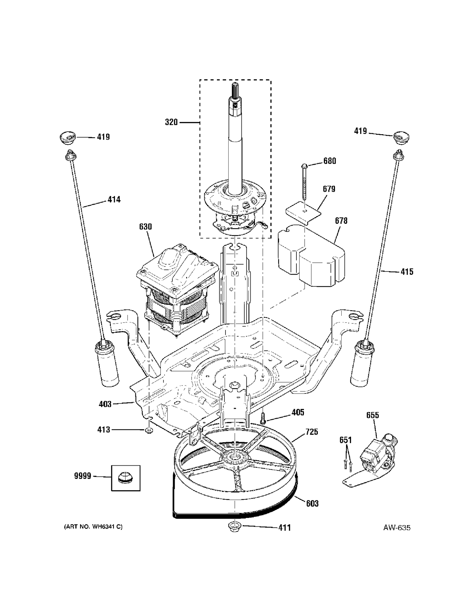 SUSPENSION Diagram and Parts List for 57751H0WW  General Electric Washer