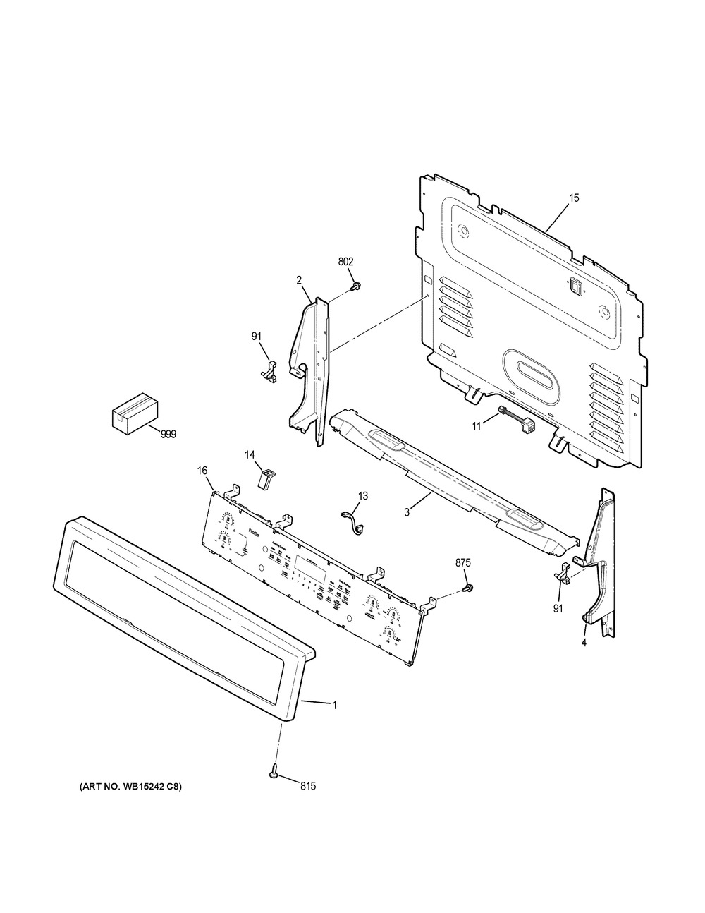 Control Panel Diagram and Parts List for PCHB920SJ5SS  General Electric Range