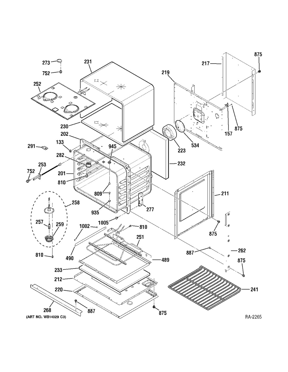 Body Parts Diagram and Parts List for PCB940DF2WW  General Electric Range