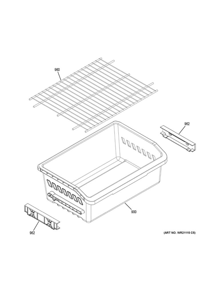 Freezer Shelves 1 Diagram and Parts List for GBE21DGKURBB  General Electric Refrigerator
