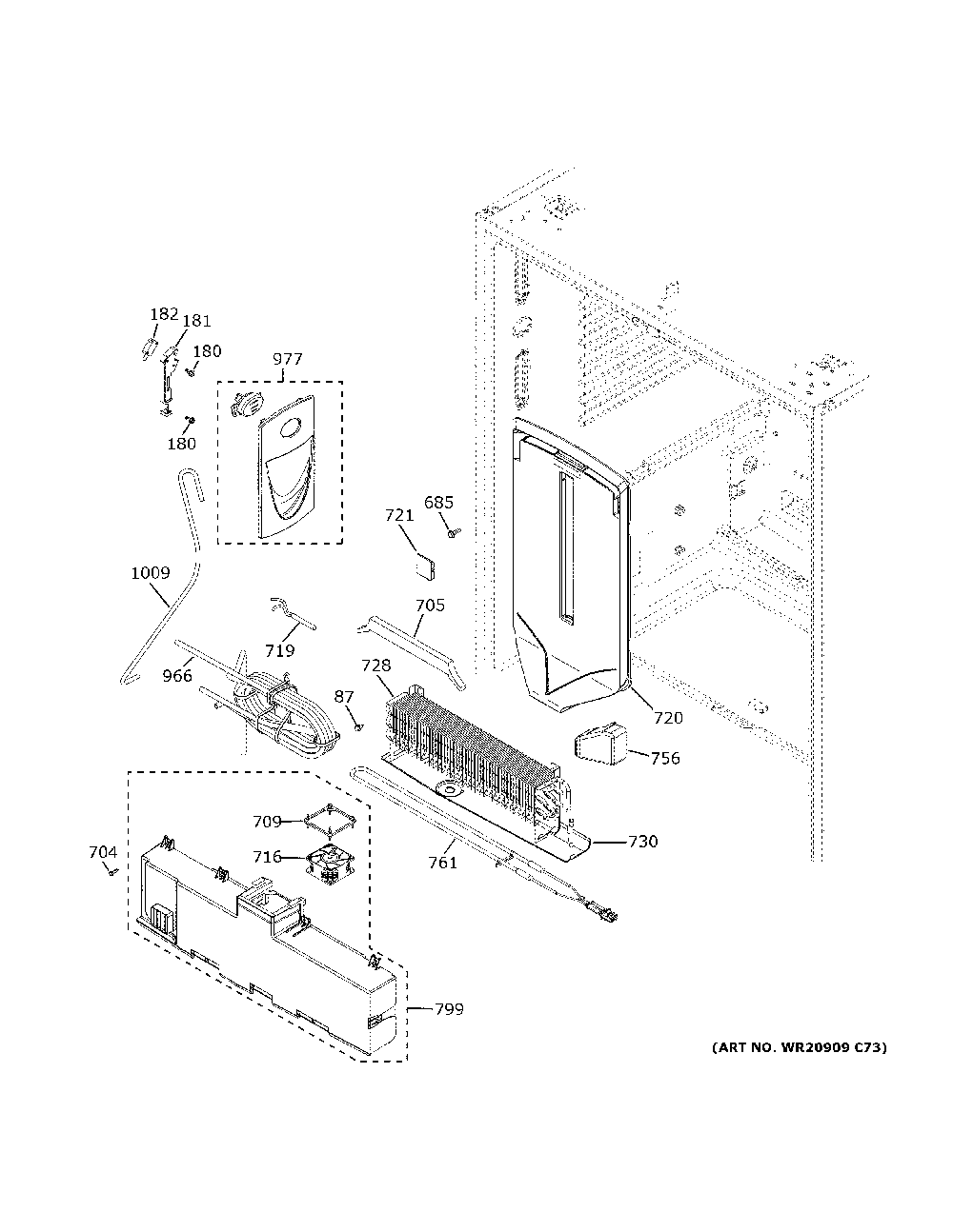 Fresh Food Section Diagram and Parts List for CWE23SP4MGW2  General Electric Refrigerator