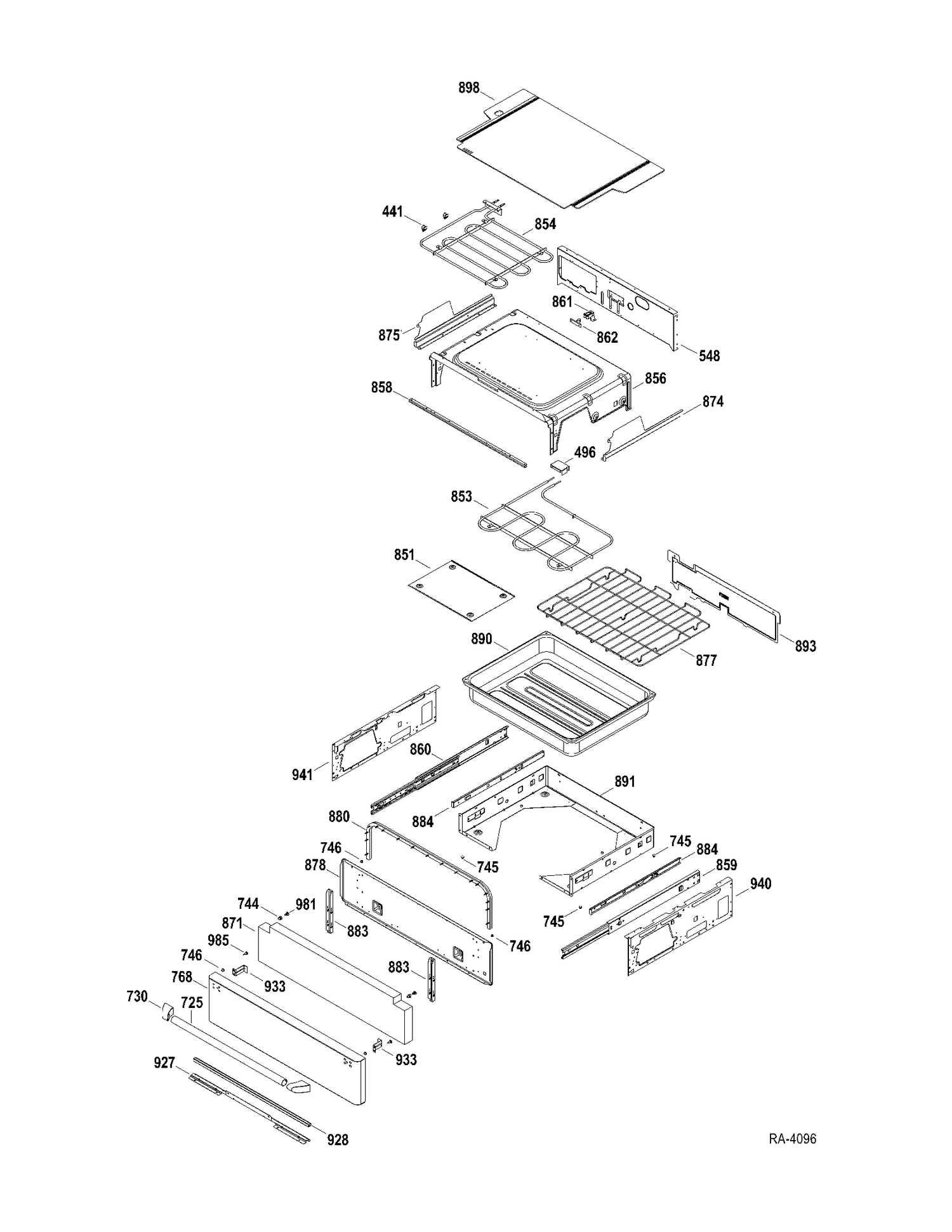 DRAWER Diagram and Parts List for CBC980SN2SS  General Electric Range