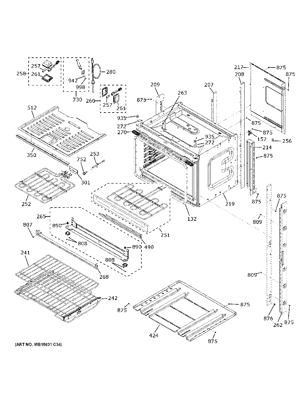 Upper Oven Diagram and Parts List for CTD90FP3N2D1  General Electric Wall Oven