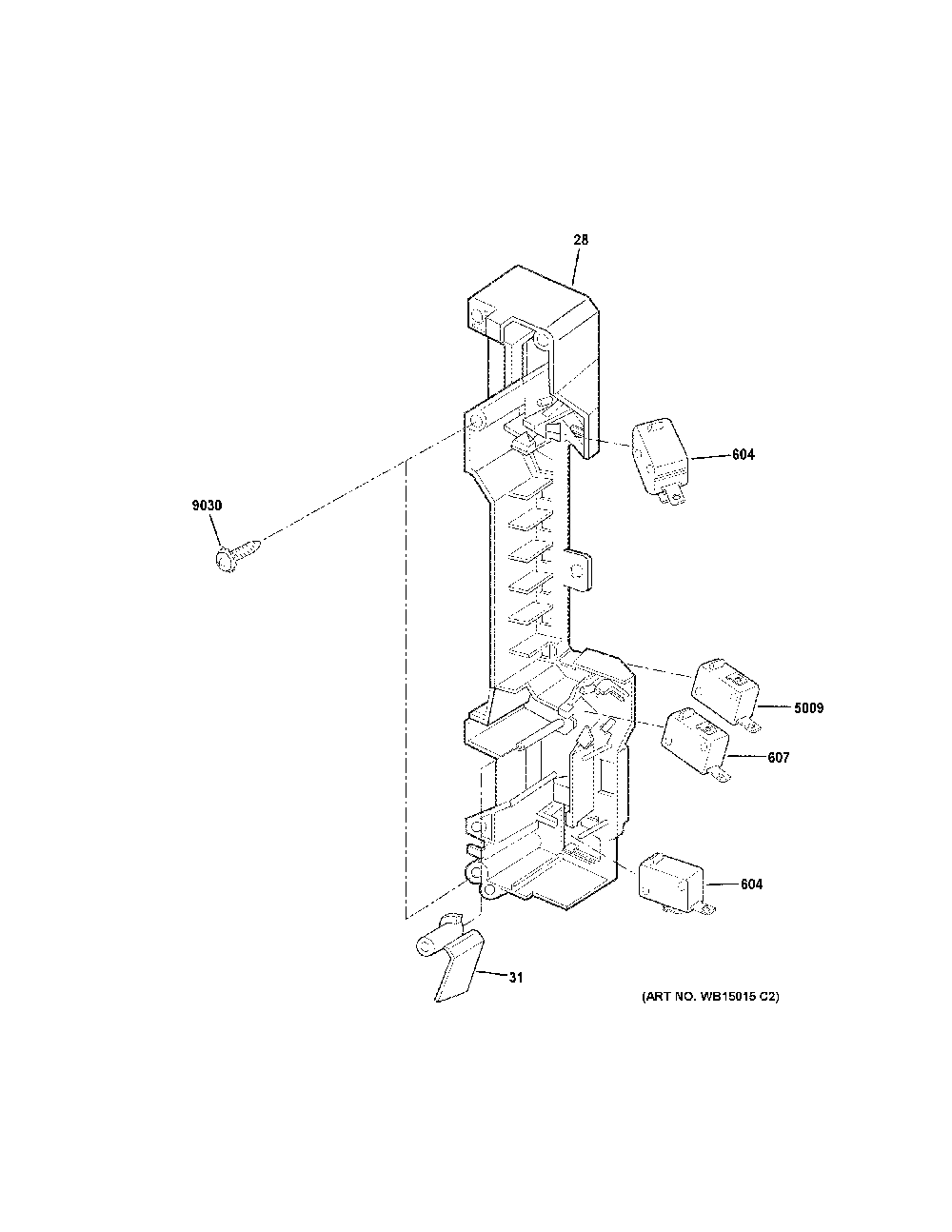 Latch Board Parts Diagram and Parts List for PSA9240SP1SS  General Electric Microwave