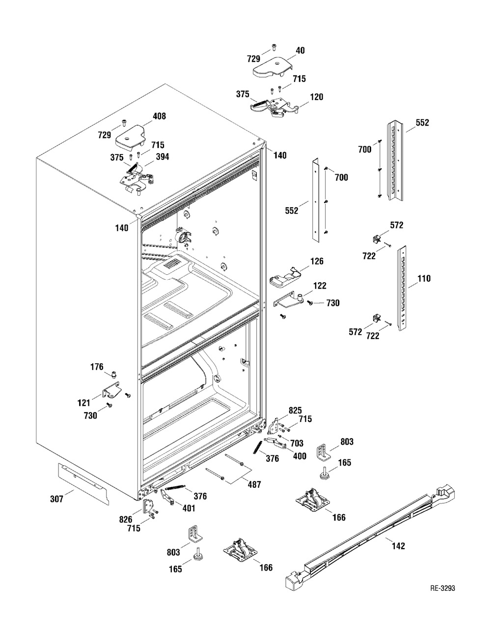 Hinges And Misc. Parts Diagram and Parts List for PGS25SKEAFSS  General Electric Refrigerator