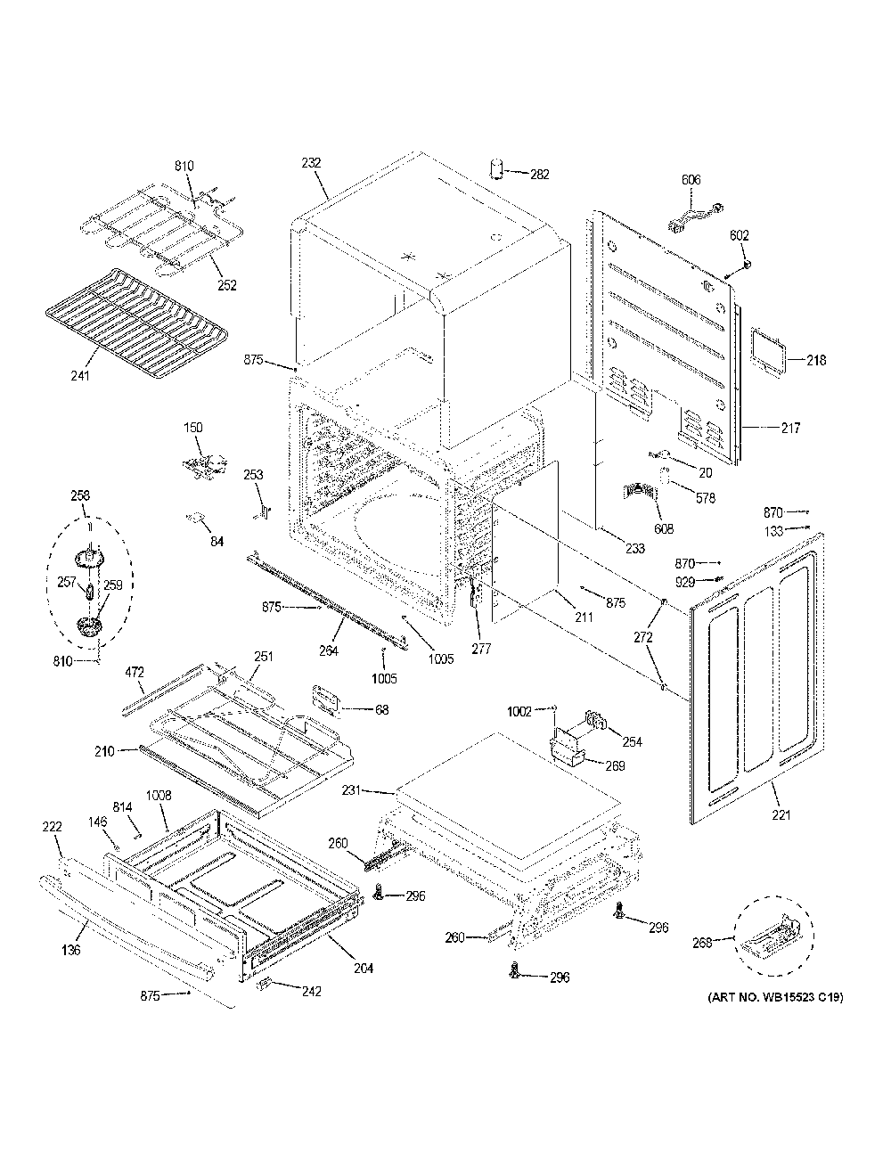 Body parts Diagram and Parts List for JS760SL3SS  General Electric Range