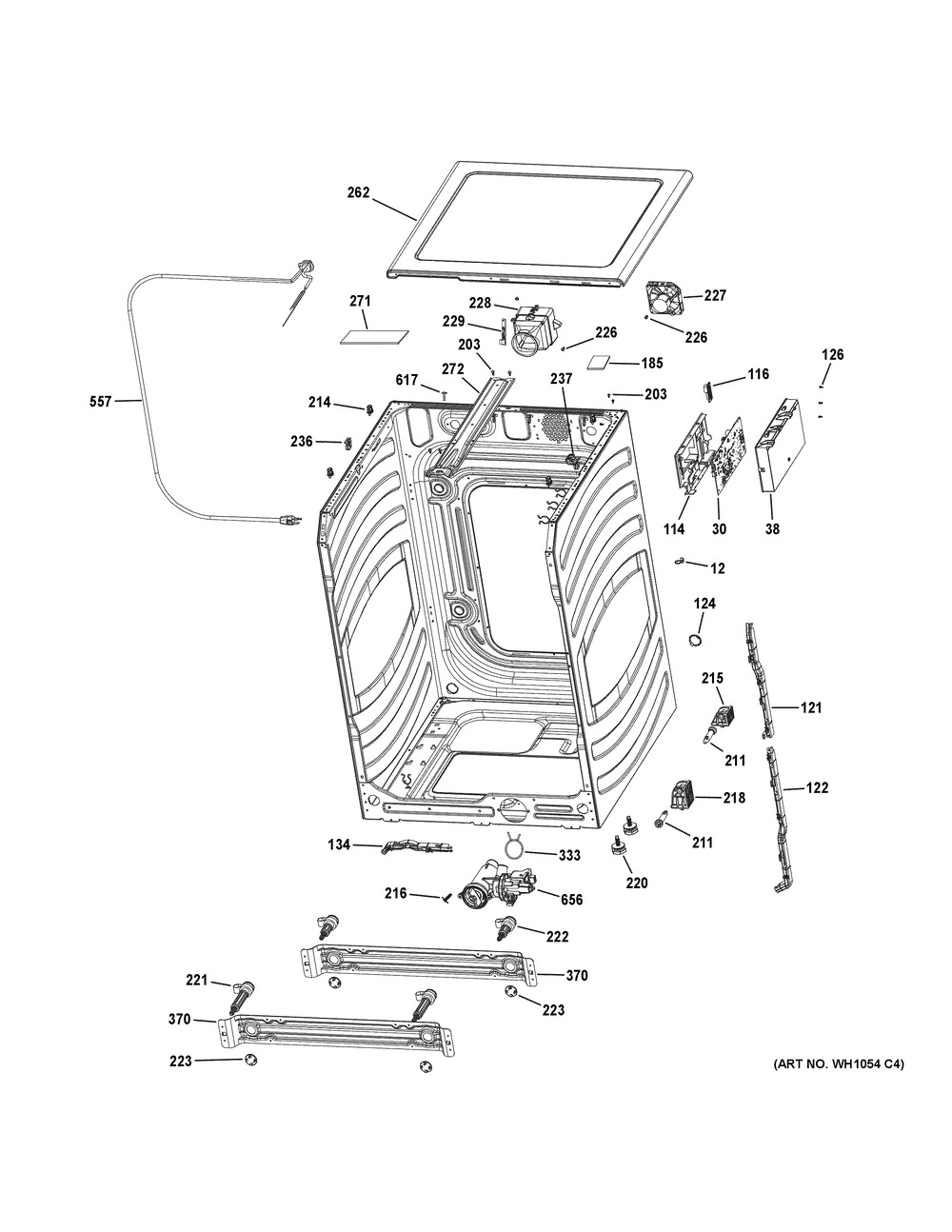 Cabinet (1) Diagram and Parts List for PFW950SPT2DS  General Electric Washer