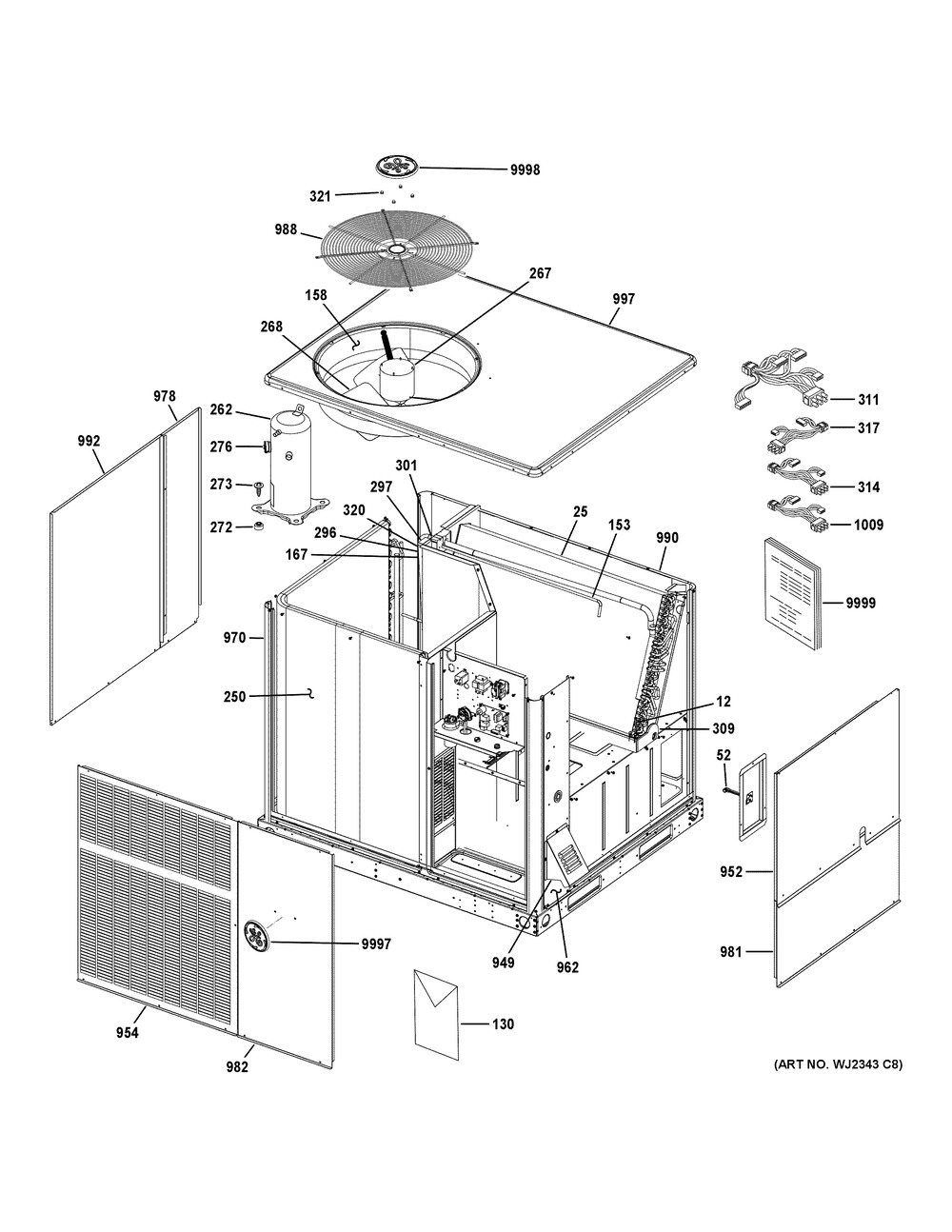 Body Parts Diagram and Parts List for NP14X30S05402  General Electric Air Conditioner