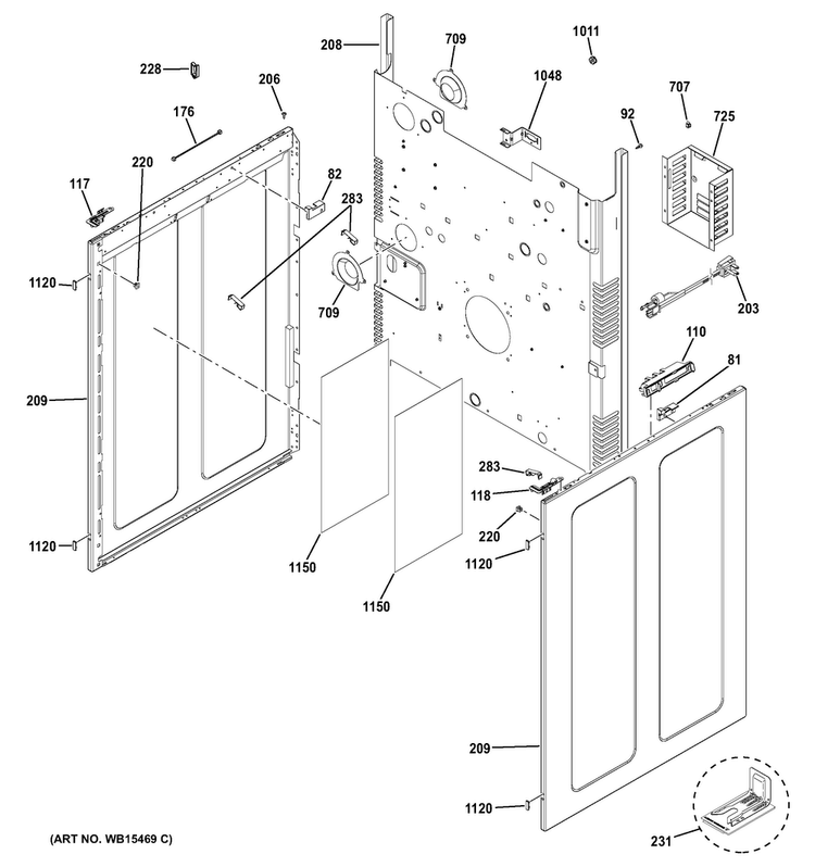Body Parts Diagram and Parts List for PGB960SEJ2SS  General Electric Range