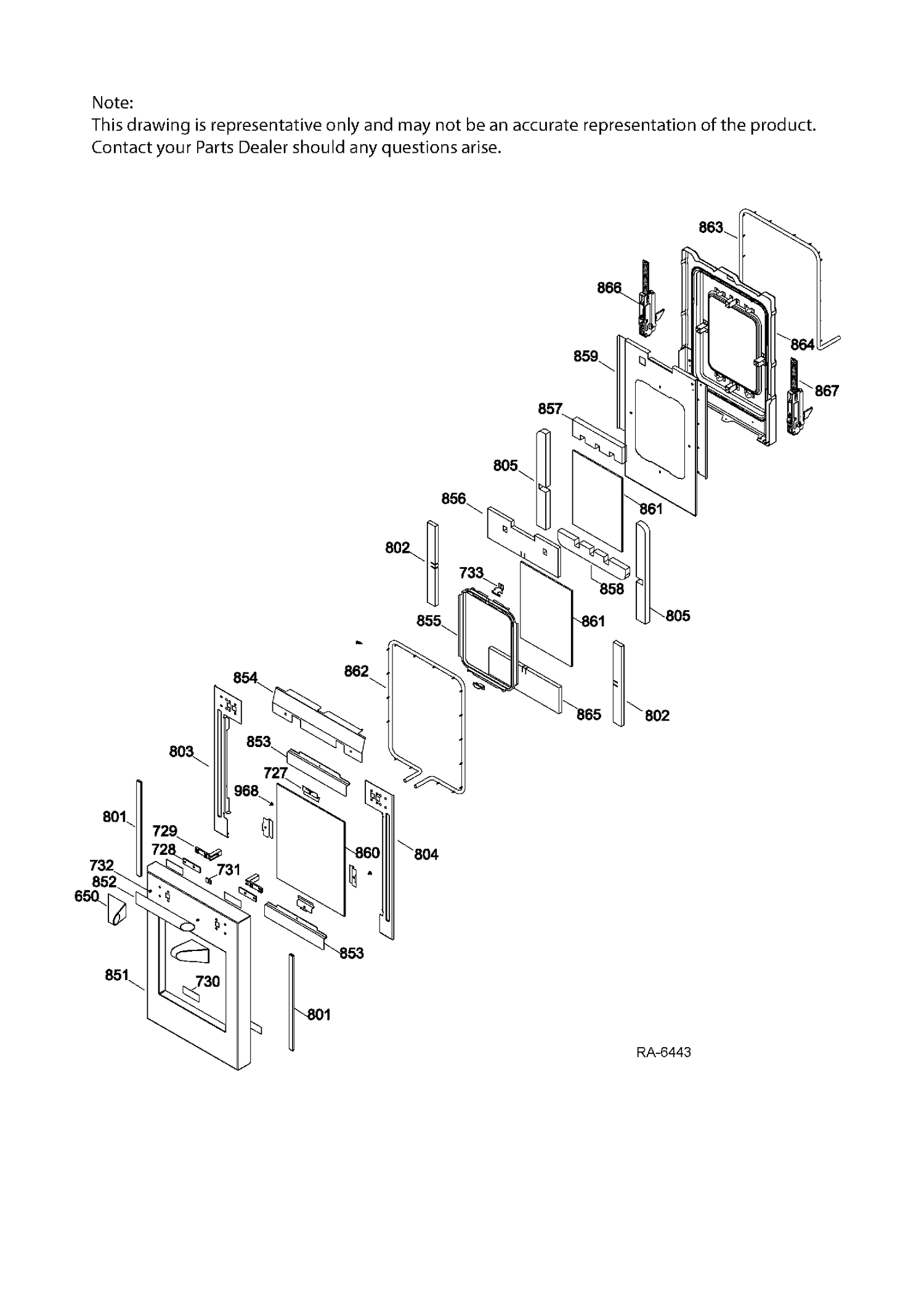 SMALL DOOR ASSEMBLY Diagram and Parts List for ZDP484NGP7SS  General Electric Range