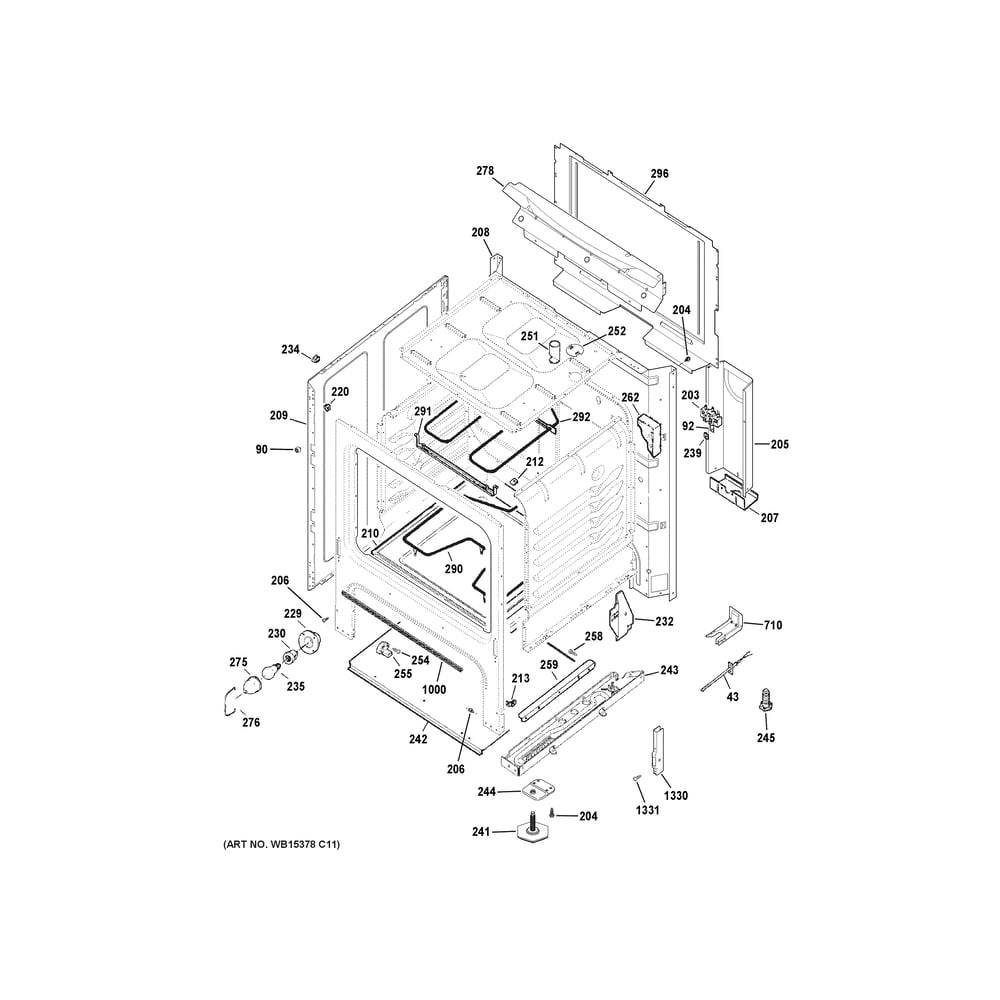 Body Parts Diagram and Parts List for JBS360RT3SS  General Electric Range