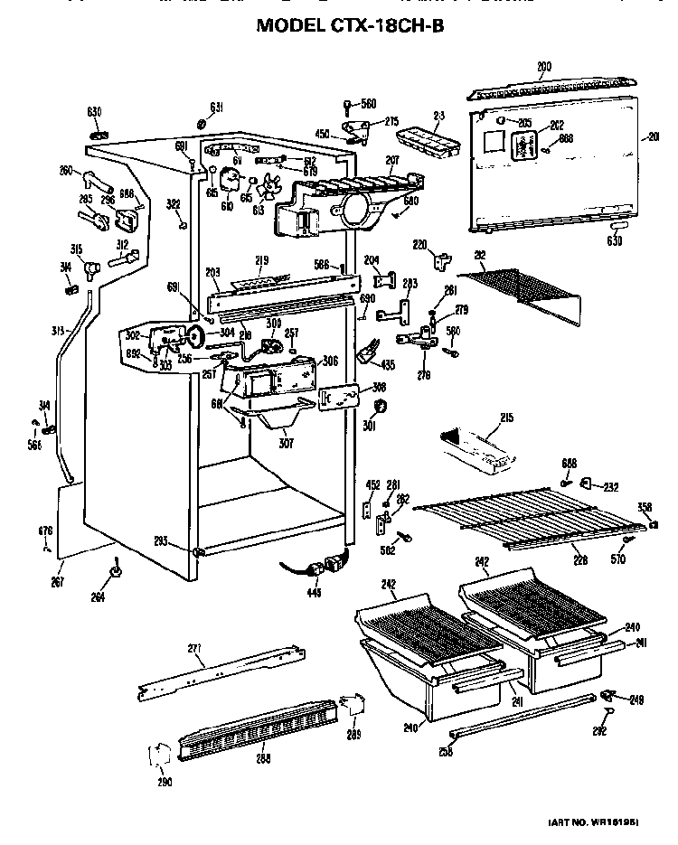Cabinet Parts Diagram and Parts List for CTX18CHB  Hotpoint Refrigerator