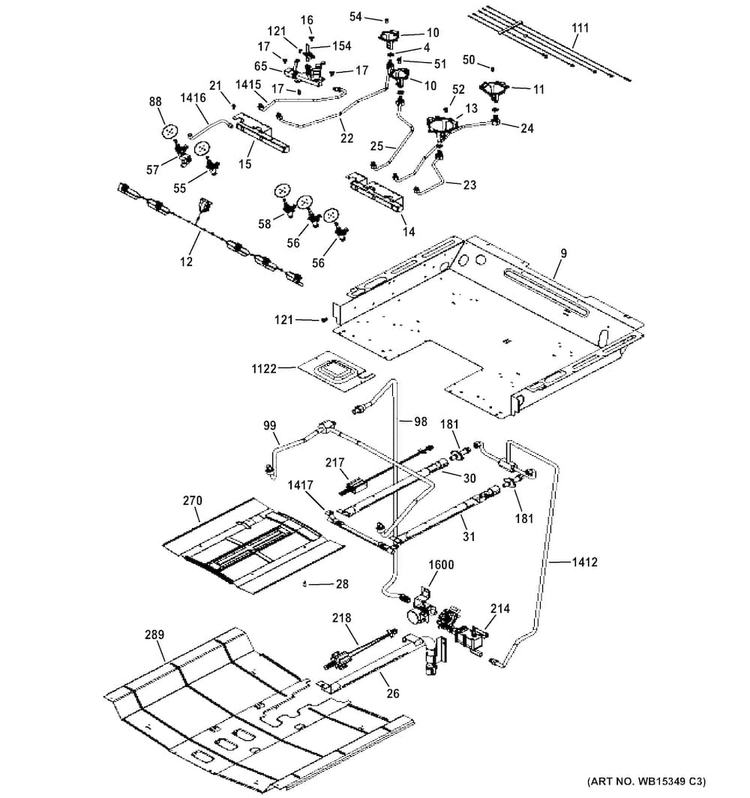 Gas & Burner Parts Diagram and Parts List for PGS920SEF5SS  General Electric Range