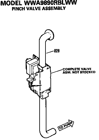 Pinch Valve Assembly Diagram and Parts List for WWA9890RBLWW  General Electric Washer