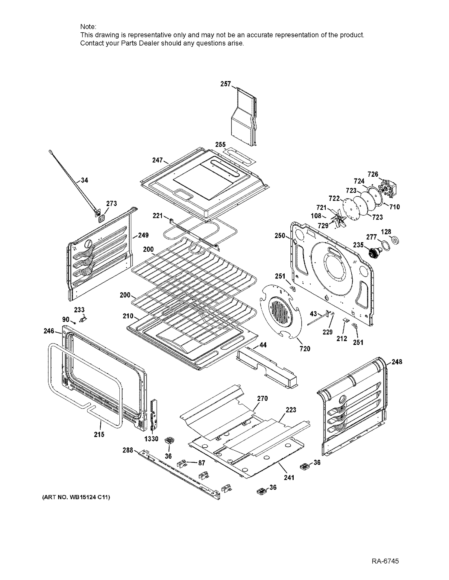 LOWER OVEN Diagram and Parts List for CCGS990SET9SS  General Electric Range