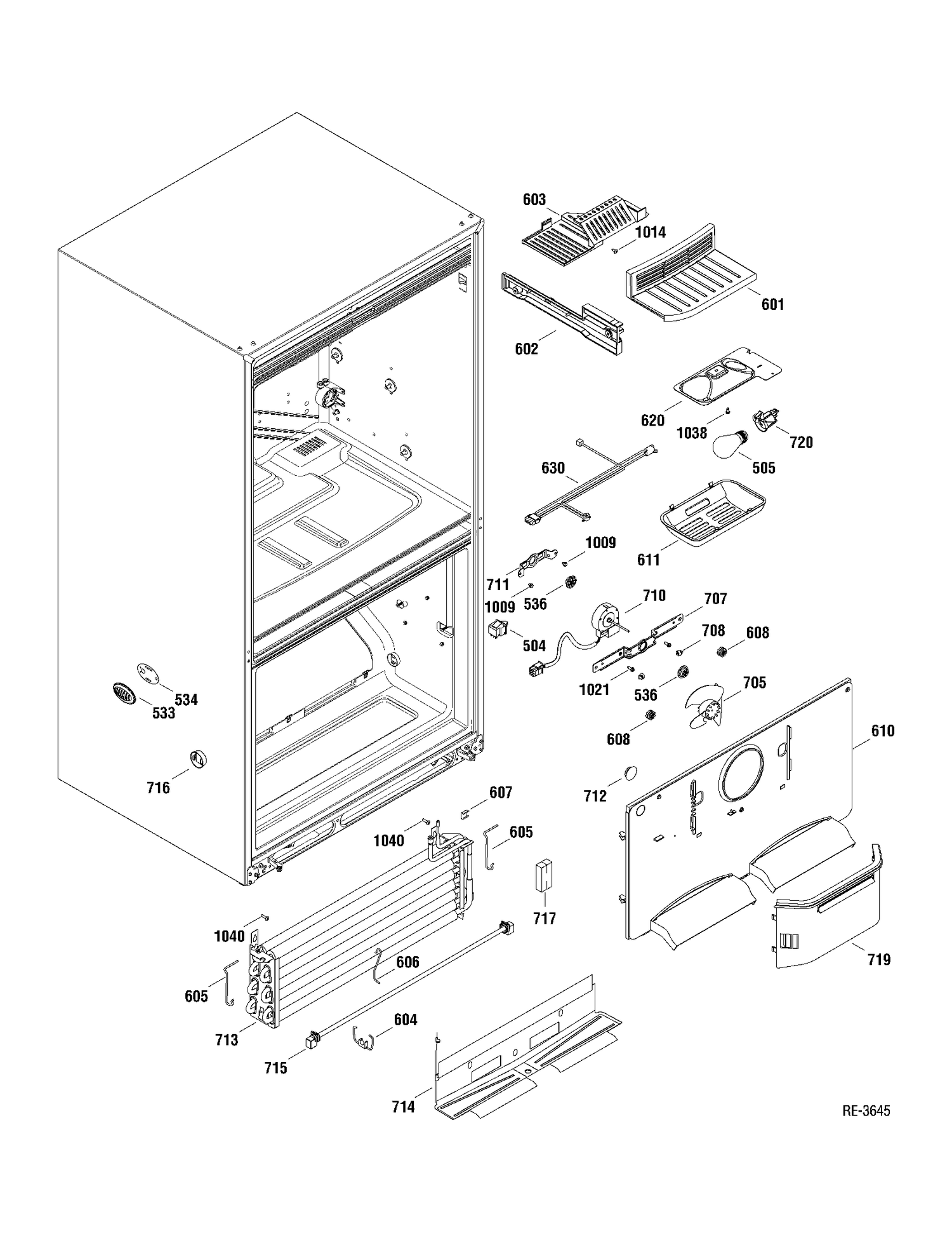 FZ SECTION Diagram and Parts List for PDRF0MBXARWW  General Electric Refrigerator