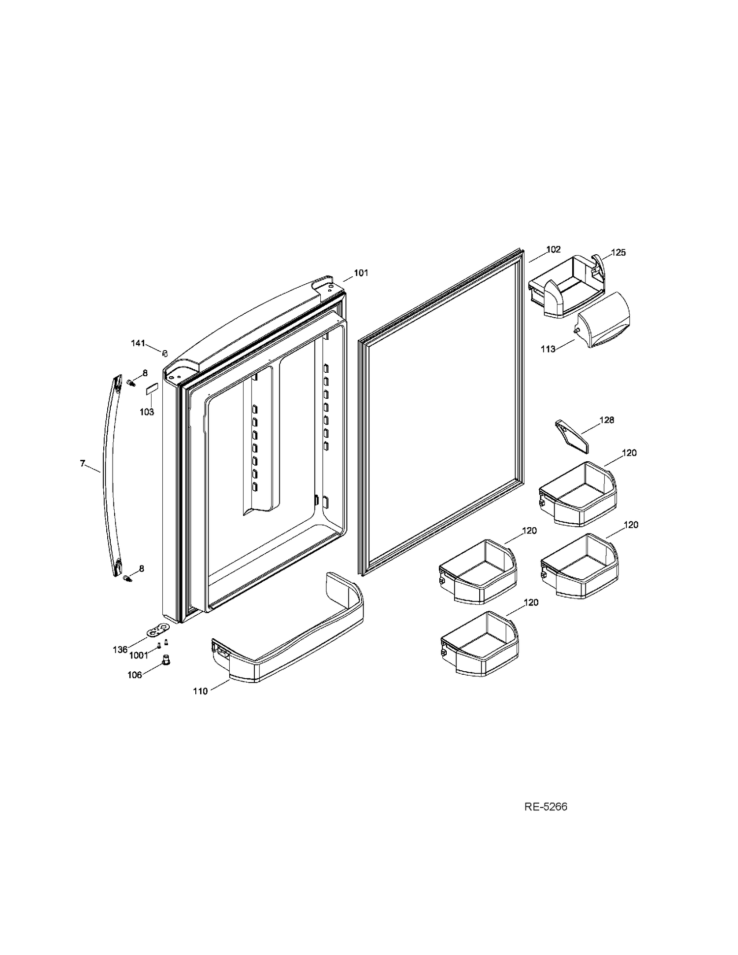 FF DOOR Diagram and Parts List for ADRS0MBZGRSS  General Electric Refrigerator