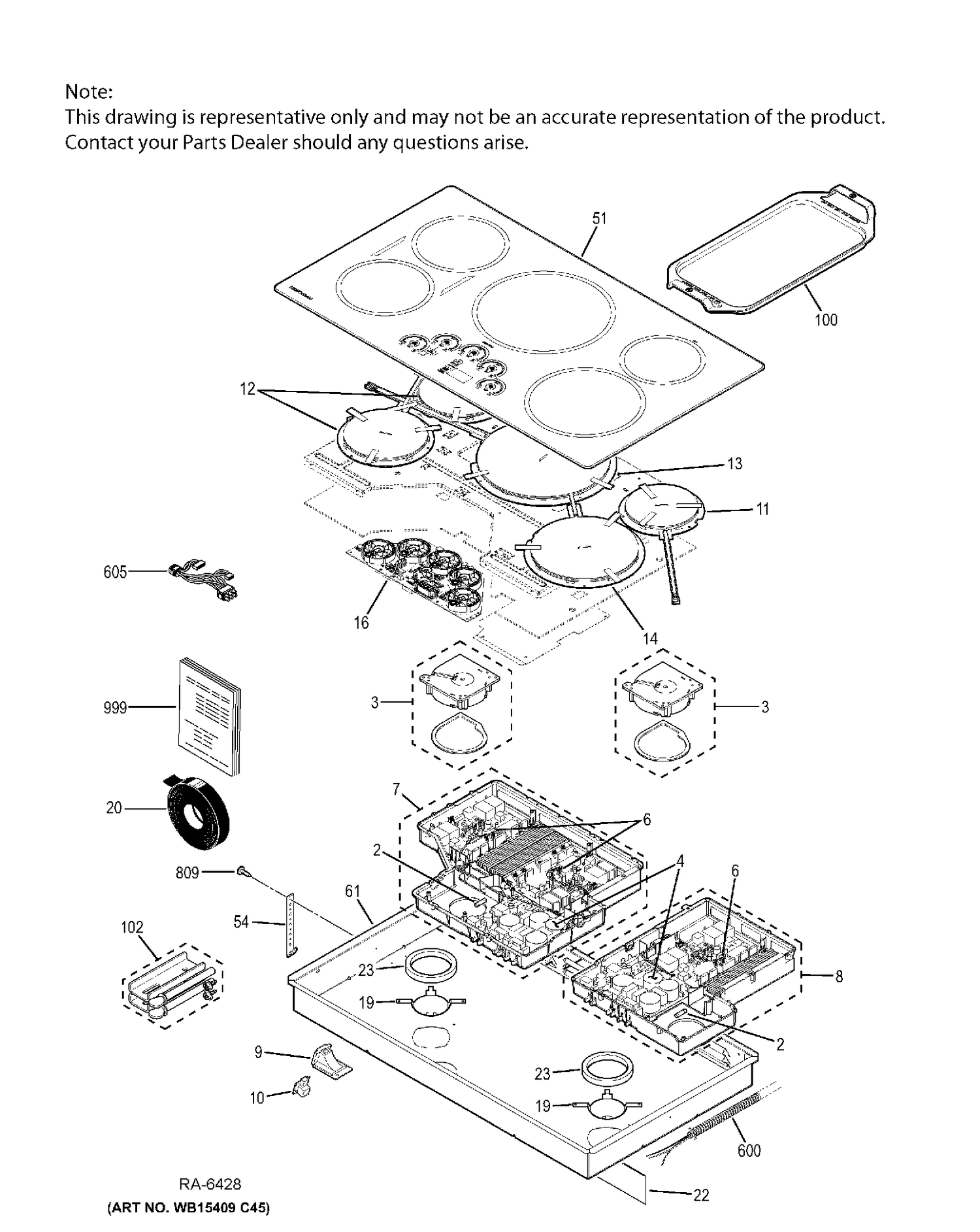 CONTROL PANEL & COOKTOP Diagram and Parts List for ZHU36RDJ1BB  General Electric Range