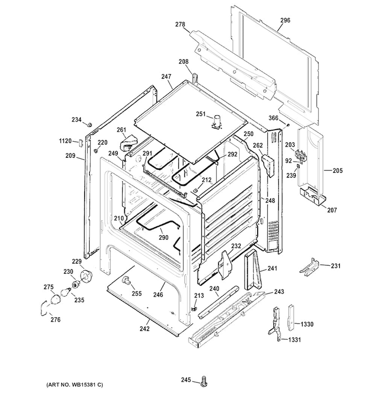 Body Parts Diagram and Parts List for JBS10DF1BB  General Electric Range