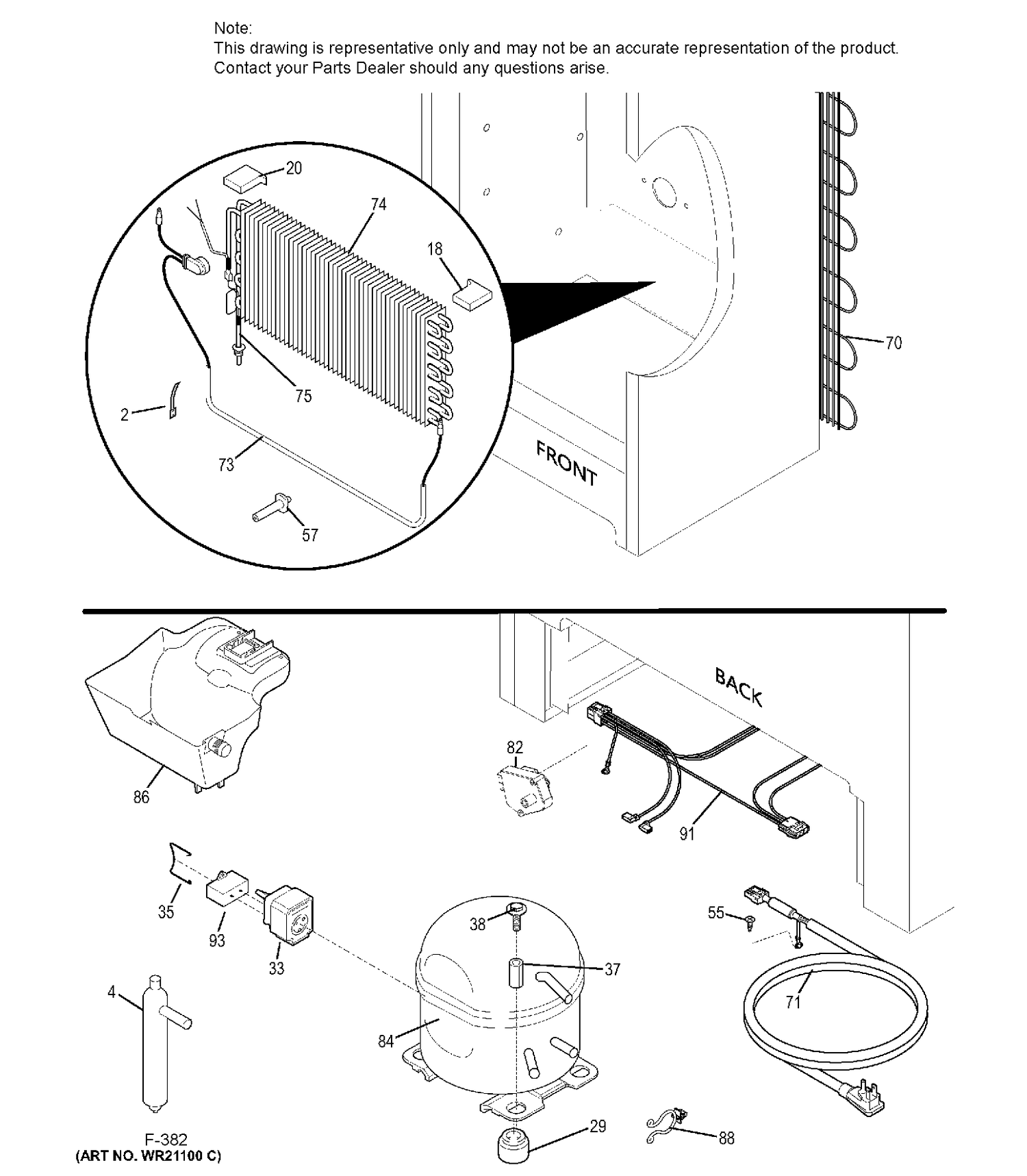 MACHINE COMPARTMENT Diagram and Parts List for FUF14DHBRWW  General Electric Freezer