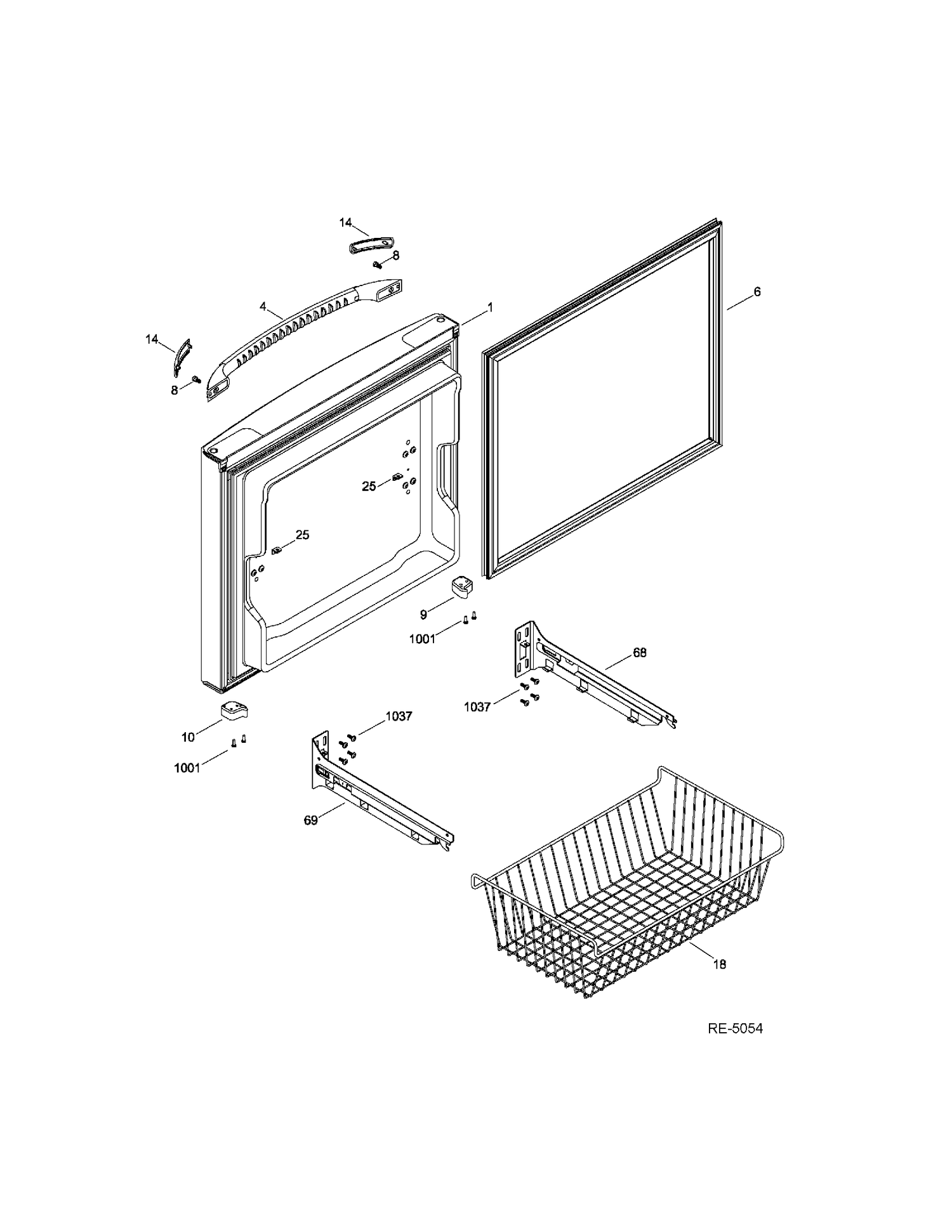 FZ DOOR Diagram and Parts List for GDRC0HBDARWW  General Electric Refrigerator