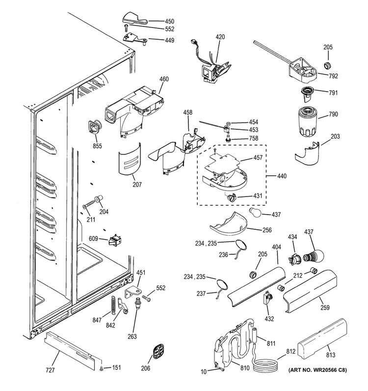 Fresh Food Section Diagram and Parts List for GSS23HGHBCBB  General Electric Refrigerator