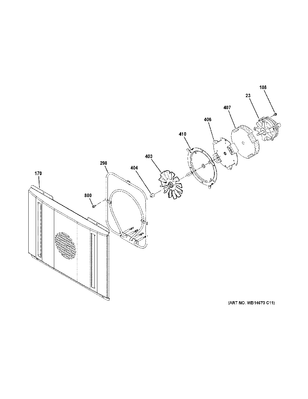 Convection fan Diagram and Parts List for ZDP304NP8SS  General Electric Range
