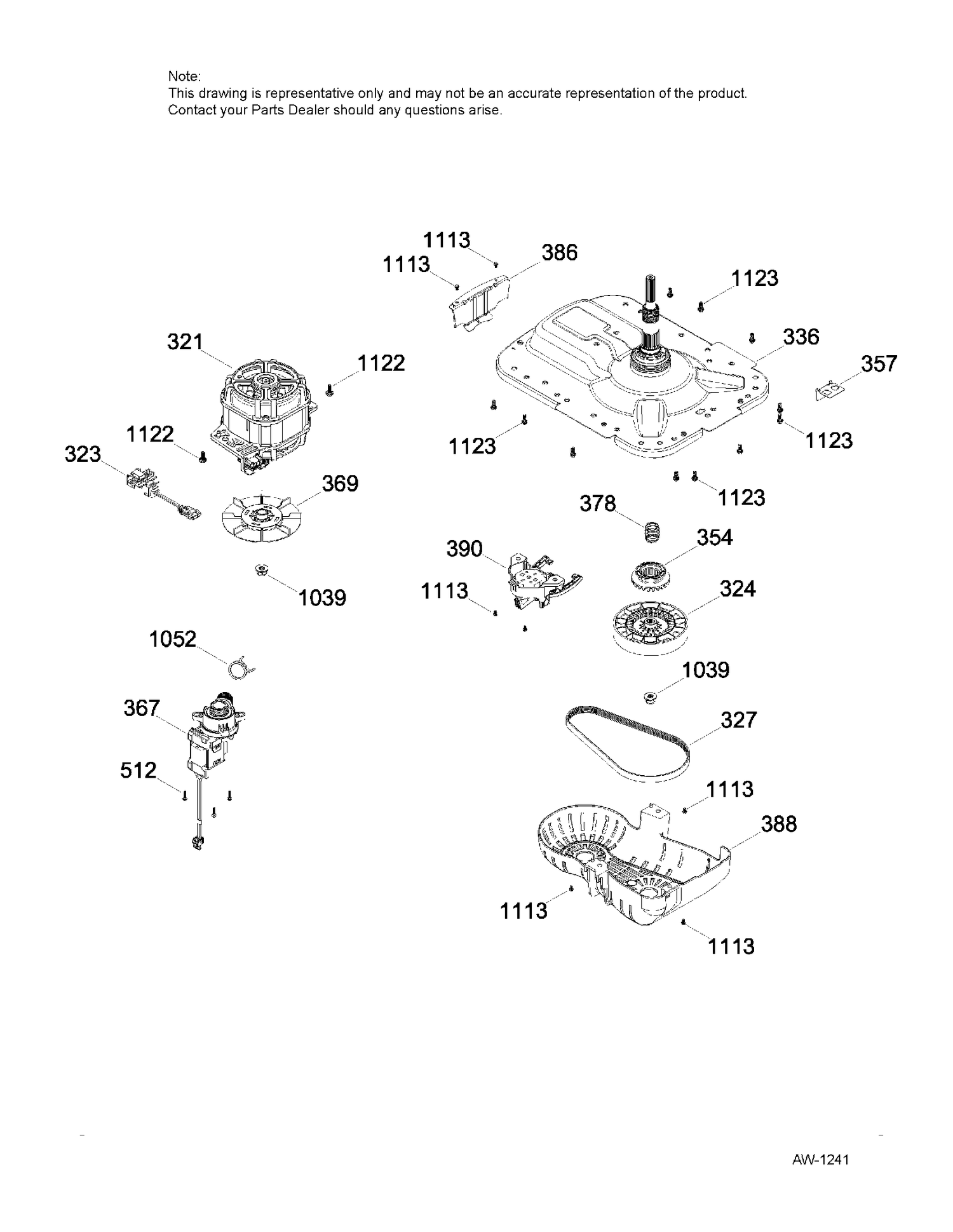 PUMP & DRIVE COMPONENTS Diagram and Parts List for GTW460BMK0WW  General Electric Washer