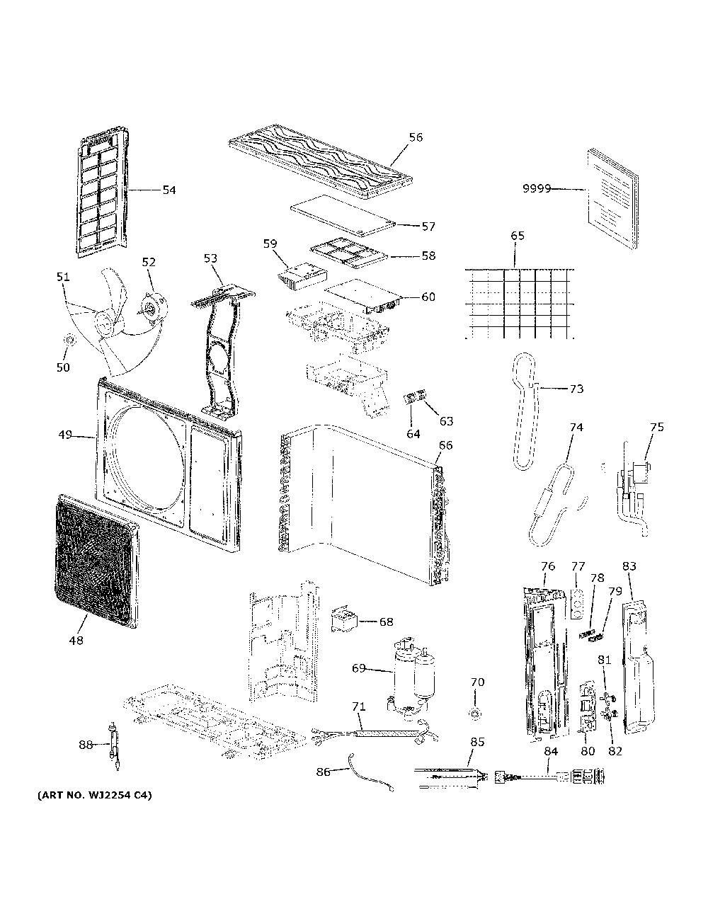 Room Air Conditioner Diagram and Parts List for ASH112CRDWA1  General Electric Air Conditioner
