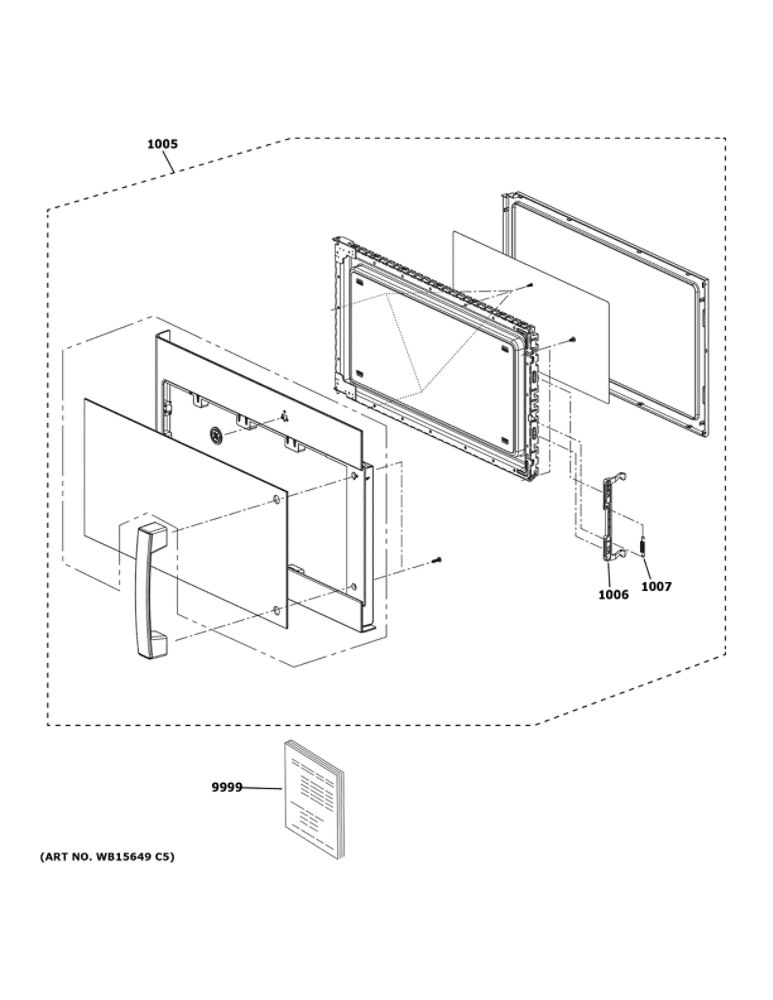 Door Parts Diagram and Parts List for JNM7196DK5BB  General Electric Microwave
