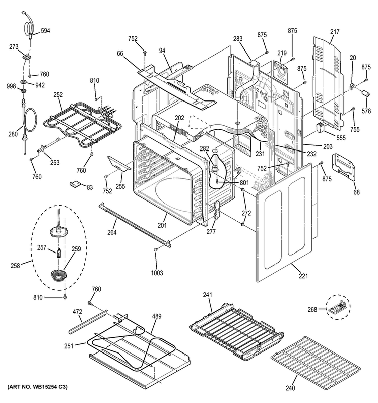 Body Parts Diagram and Parts List for PB930DH1BB  General Electric Range