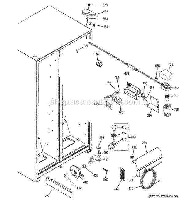 FRESH FOOD SECTION Diagram and Parts List for GSH25JSTASS  General Electric Refrigerator
