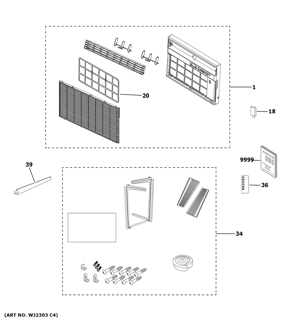 Room Air Conditioner Diagram and Parts List for AHEK12ACW1  General Electric Air Conditioner