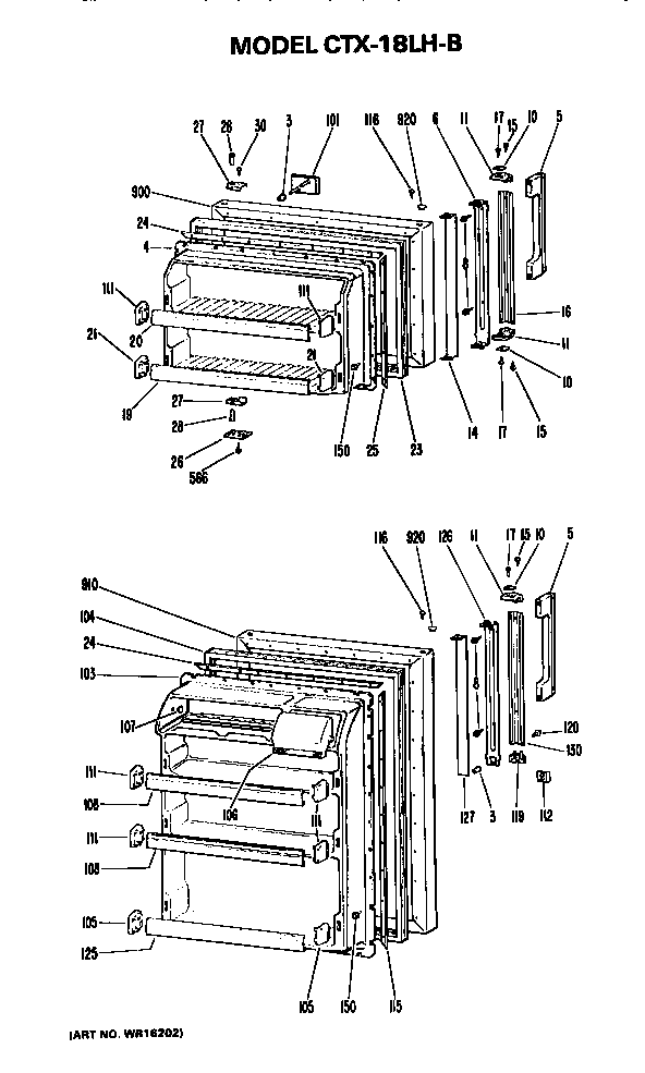 Doors Diagram and Parts List for CTX18LHB  Hotpoint Refrigerator