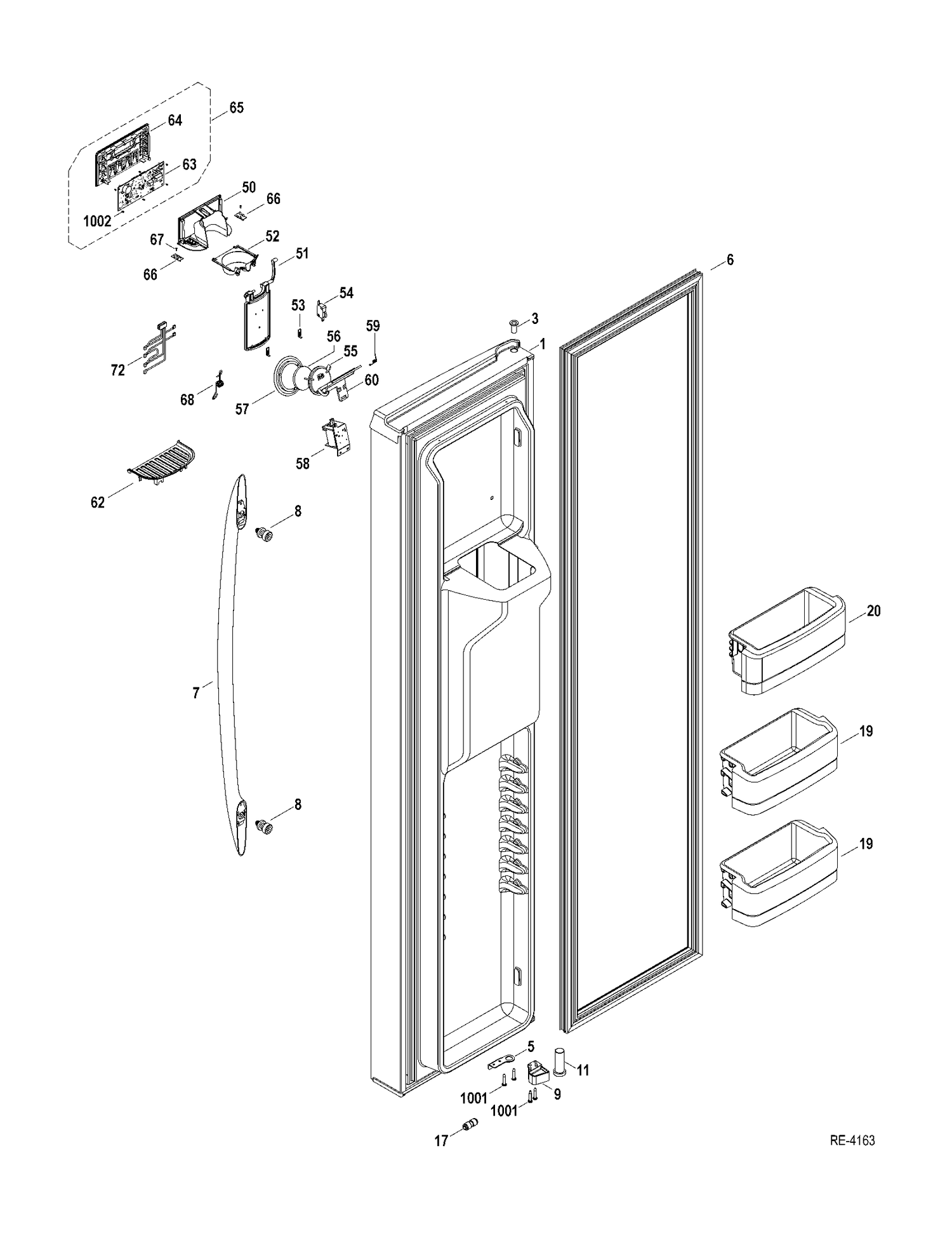 FZ DOOR Diagram and Parts List for PSRS6PGZADSS  General Electric Refrigerator