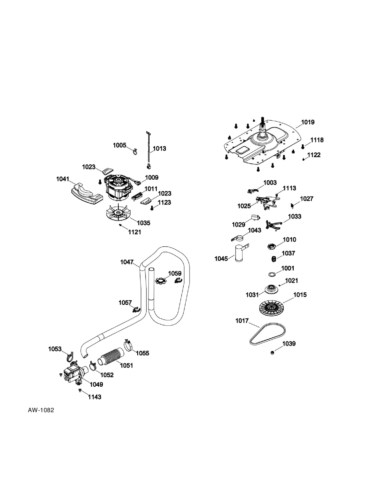 DRIVE COMPONENTS WASHER Diagram and Parts List for C978-97322310  General Electric Washer