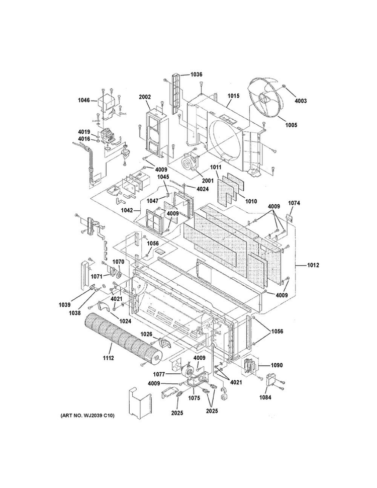 Motor & Chassis Parts Diagram and Parts List for AZ61H07EABM2  General Electric Air Conditioner