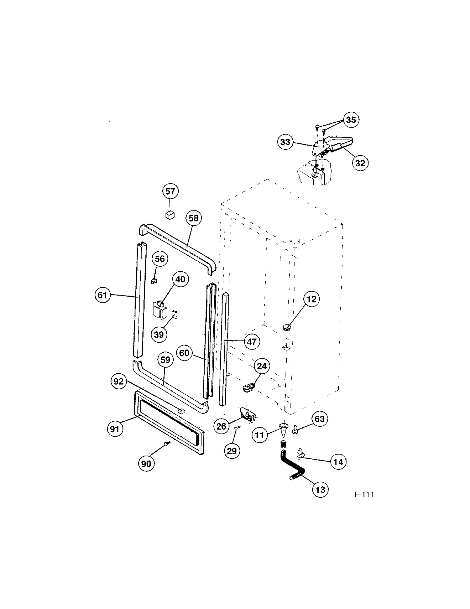 CABINET Diagram and Parts List for 86110  General Electric Freezer