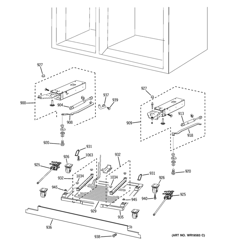 Cabinet Parts Diagram and Parts List for PSB42LGRWV  General Electric Refrigerator