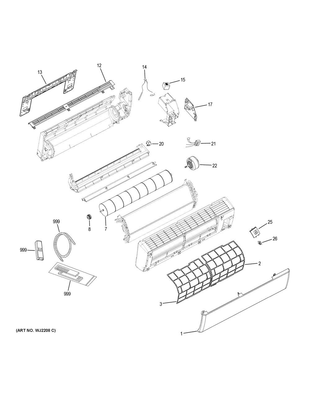 Room Air Conditioner Diagram and Parts List for HSU109VHG-G  General Electric Air Conditioner
