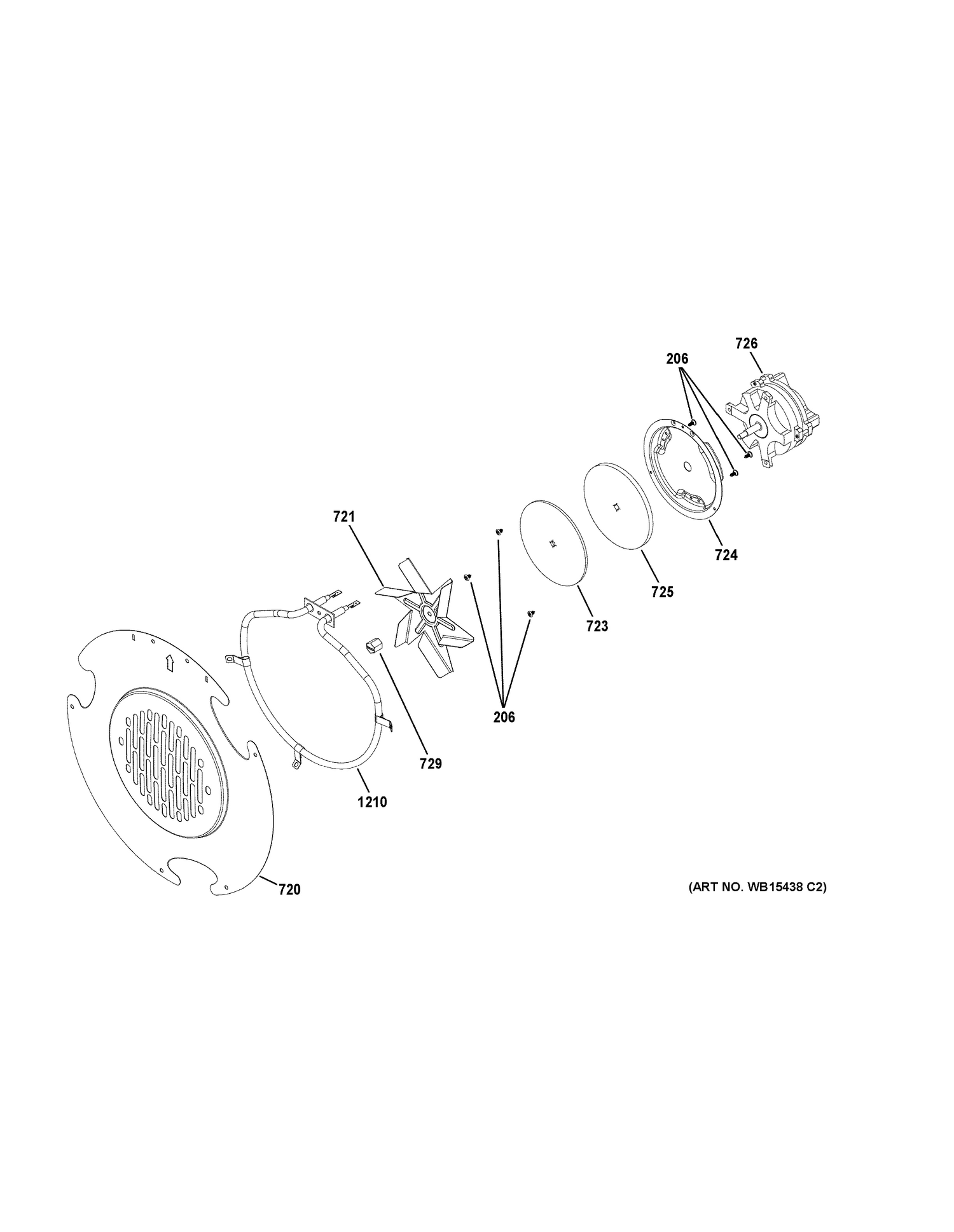 CONVECTION FAN Diagram and Parts List for P2B940SEJ4SS  General Electric Range